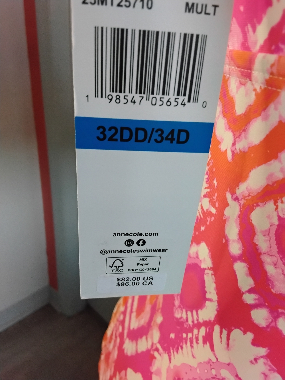Anne Cole Pink & Orange Printed Tankini Top - Picture 3 of 3